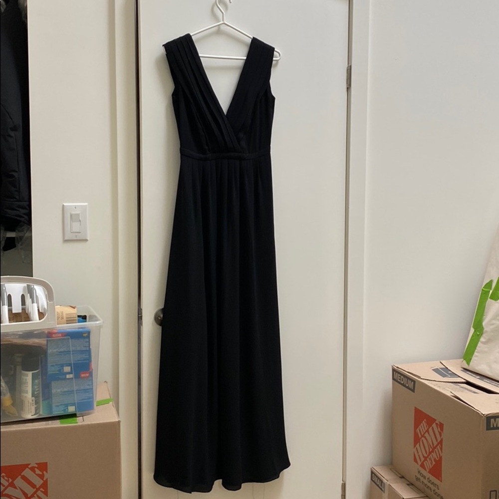 Mango Deep V sleeveless Floor Length Dress Black